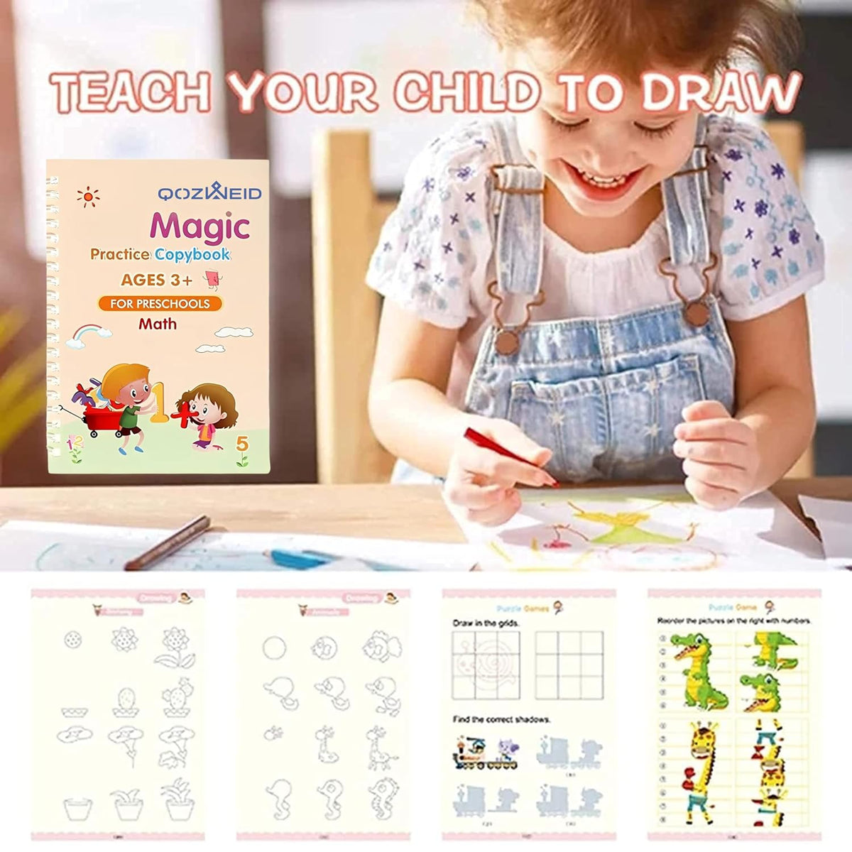 Magic Practice Copybook, (4 BOOK +1 PEN + 10 REFILL)